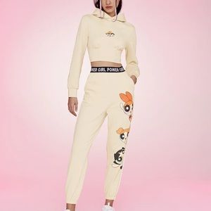 The Powerpuff Girls Cropped Hoodie & High Waist Sweatpants Set